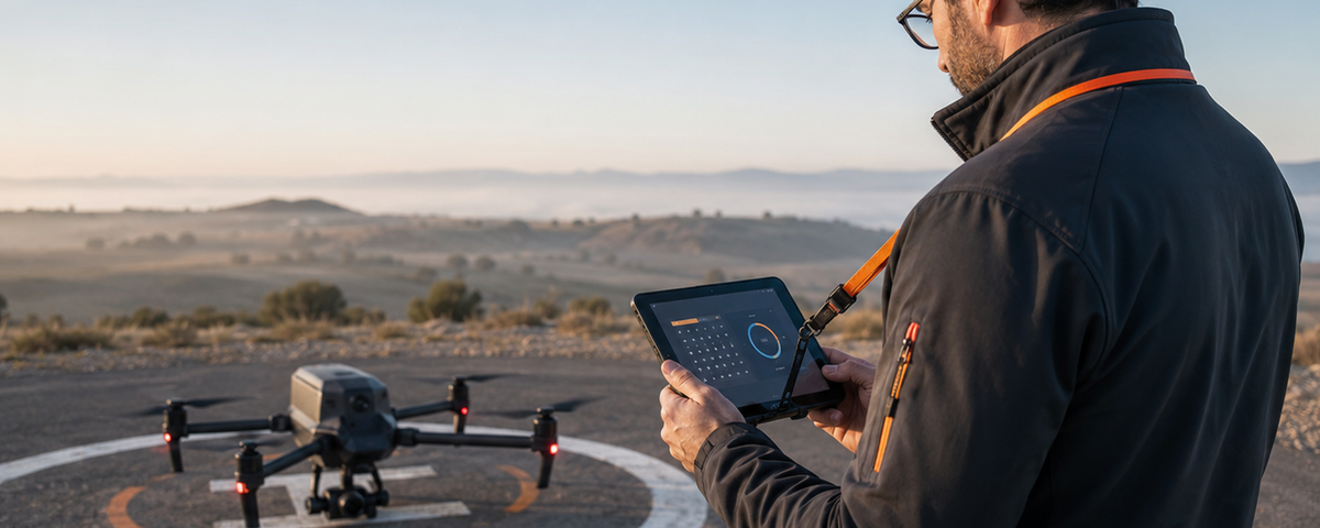Piloto de drones consultando la fecha de caducidad de sus certificados A1/A3, A2 y STS