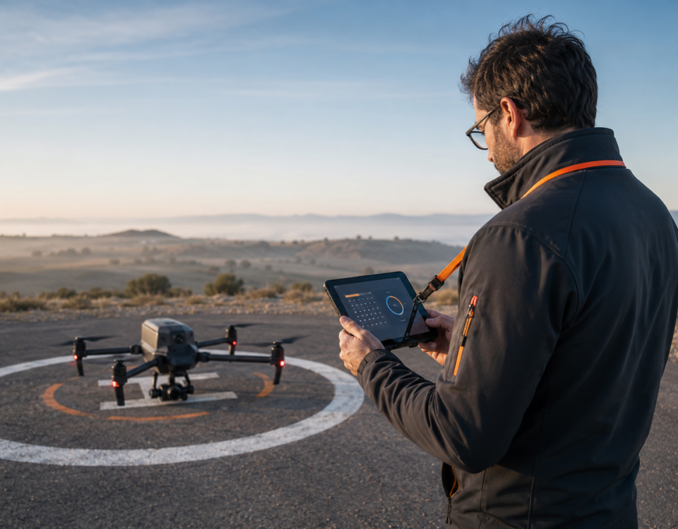 Piloto de drones consultando la fecha de caducidad de sus certificados A1/A3, A2 y STS