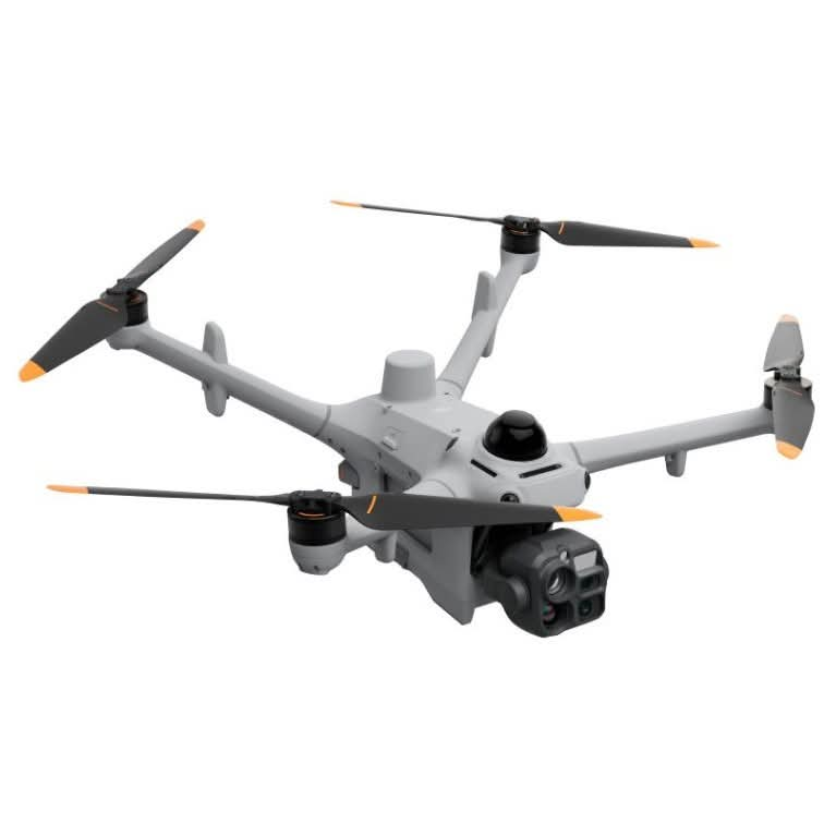 DJI Matrice 5TD en vista de tres cuartos, con el conjunto de cámaras a la derecha de la imagen.
