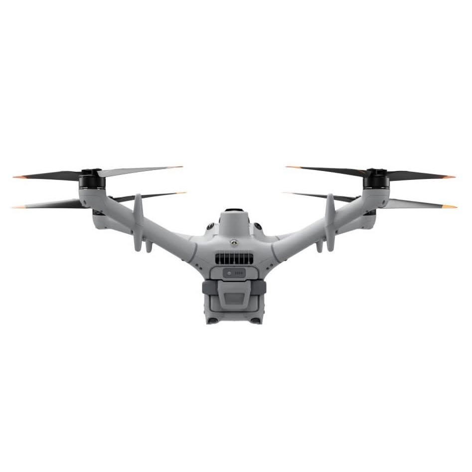 DJI Matrice 5TD visto por detrás, con la batería y los brazos desplegados.