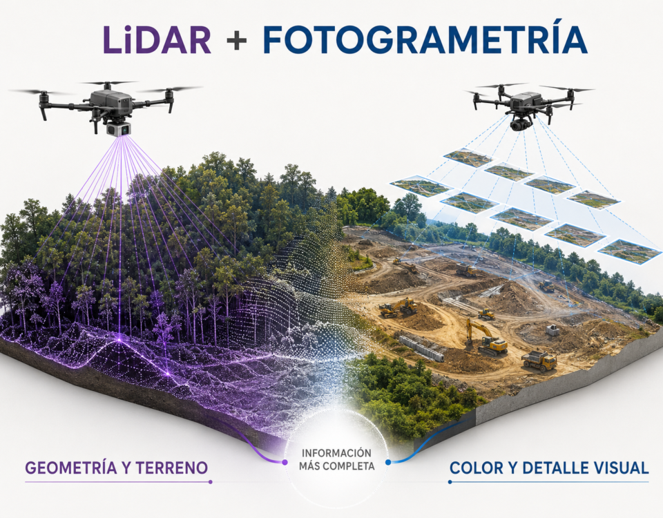 Analizamos las diferencias entre LiDAR y fotogrametría con drones, sus aplicaciones y cuándo conviene combinar ambas tecnologías.