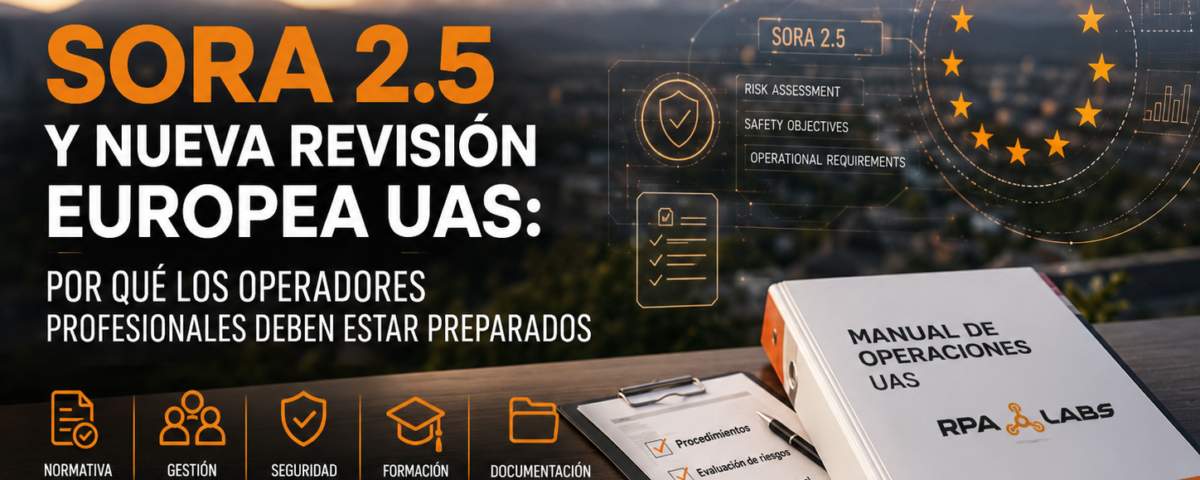 SORA 2.5 llega a la nueva revisión europea de las reglas UAS. Explicamos qué significa para operadores profesionales, pilotos y empresas que necesitan documentación, procedimientos y cumplimiento normativo.