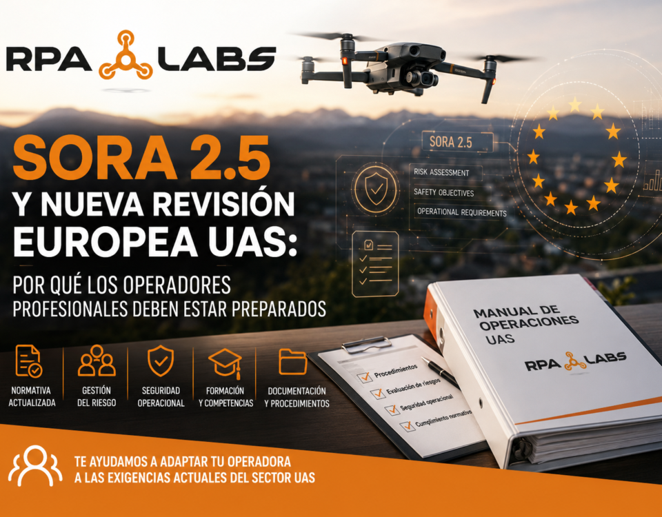 SORA 2.5 llega a la nueva revisión europea de las reglas UAS. Explicamos qué significa para operadores profesionales, pilotos y empresas que necesitan documentación, procedimientos y cumplimiento normativo.