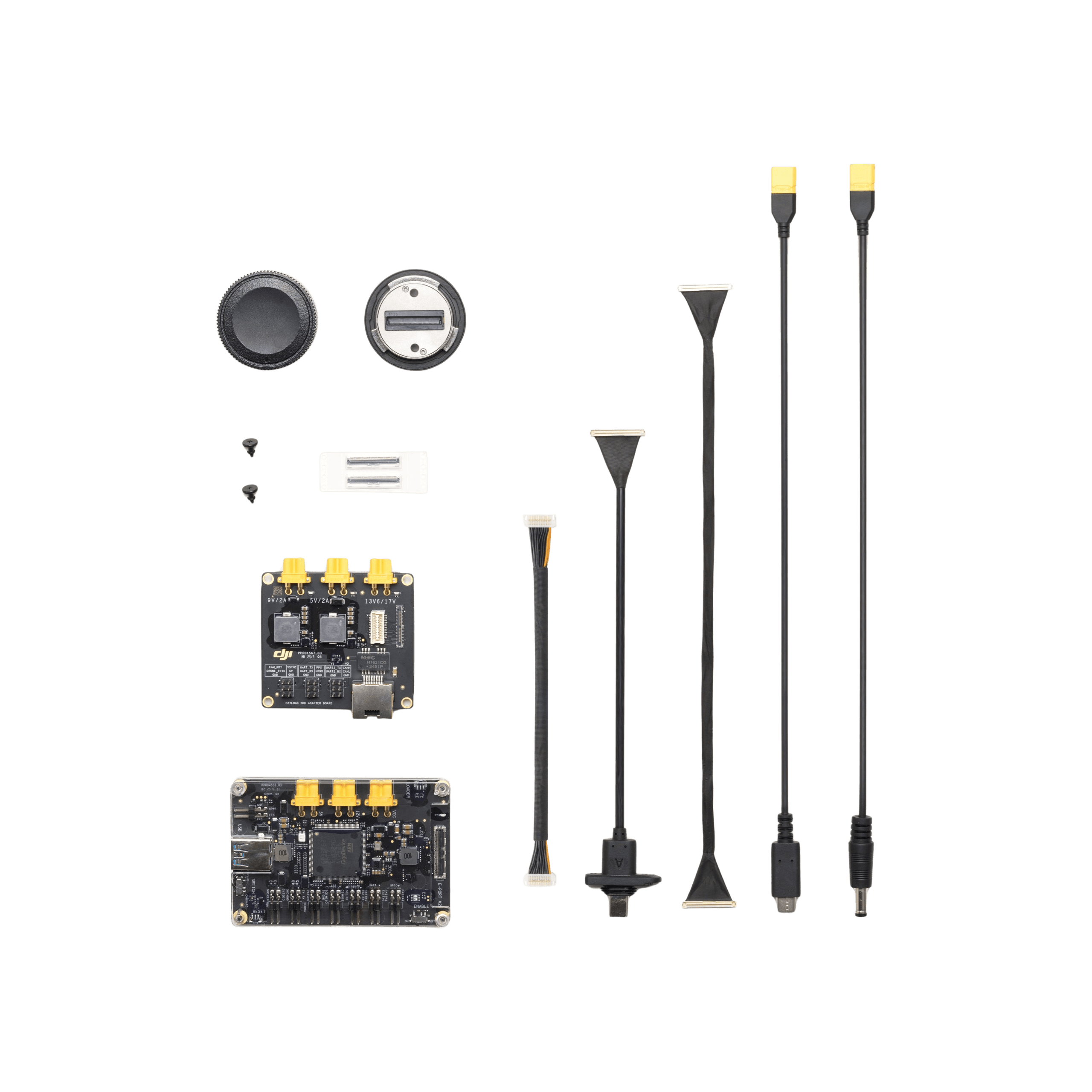 Kit de desarrollo DJI E-Port V2 con placa, adaptadores SKYPORT V3 y X-Port y cables