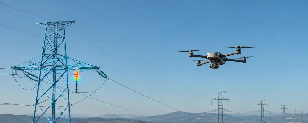 Dron BVLOS realizando una inspección térmica y LiDAR de una red eléctrica