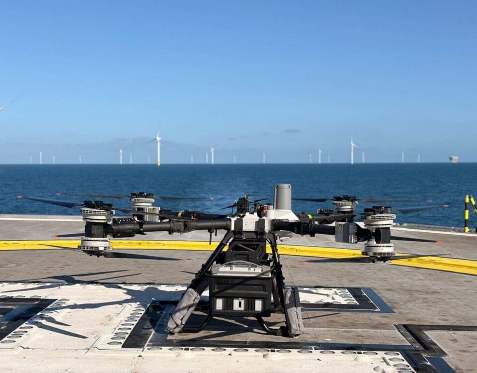 Dron de carga utilizado en el ensayo de Ørsted y Skyports en Hornsea 2.