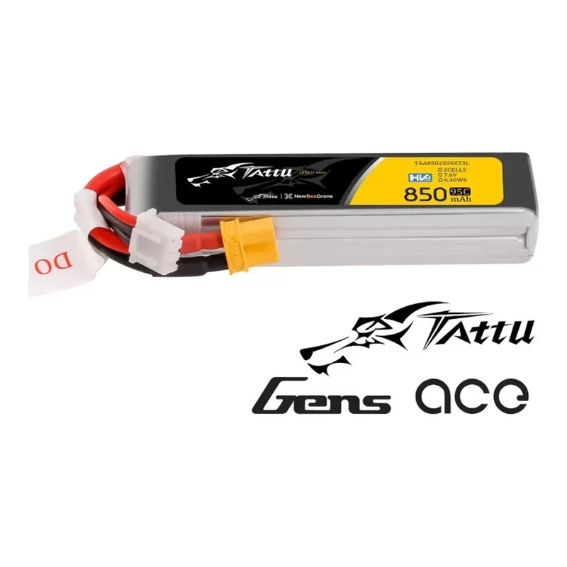 Batería LiPo HV Tattu 2S 850 mAh 95C XT30 Long Pack